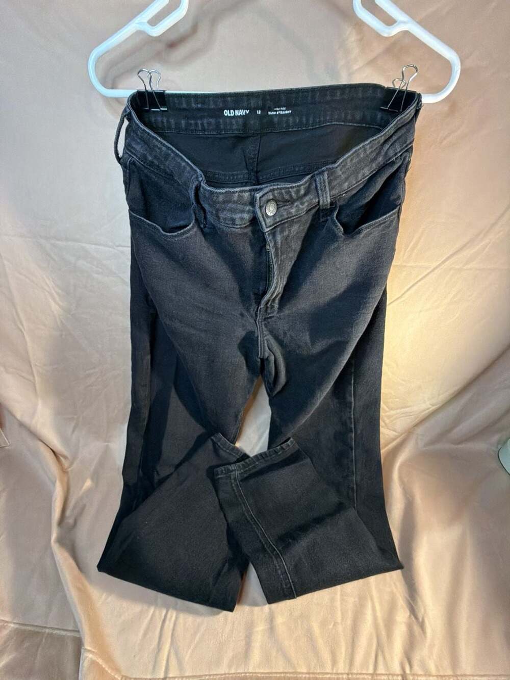 Old Navy High Rise Wow Straight Black Denim Jeans Size 12